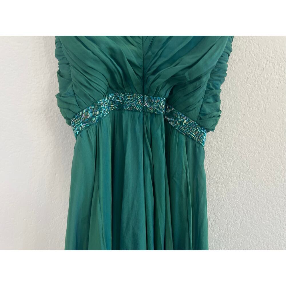 Badgley Mischka Strapless Maxi Dress Size 2 Teal Formal Event Prom Y2K Gala - Picture 11 of 16